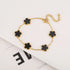 Adjustable Gold-Plated Stainless Steel Plant Flower Bracelet for Women – Trendy Clover Design with Five Leaf Petals, Waterproof & Anti-Allergic Jewelry Gift